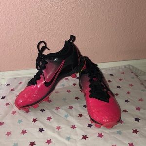 Rubber hot pink and black cleats